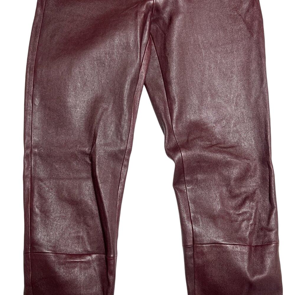 Mackage Lamb Leather Skinny Pants Size 8 Maroon Stretch Zip Luxe Leggings CANADA - Picture 11 of 13